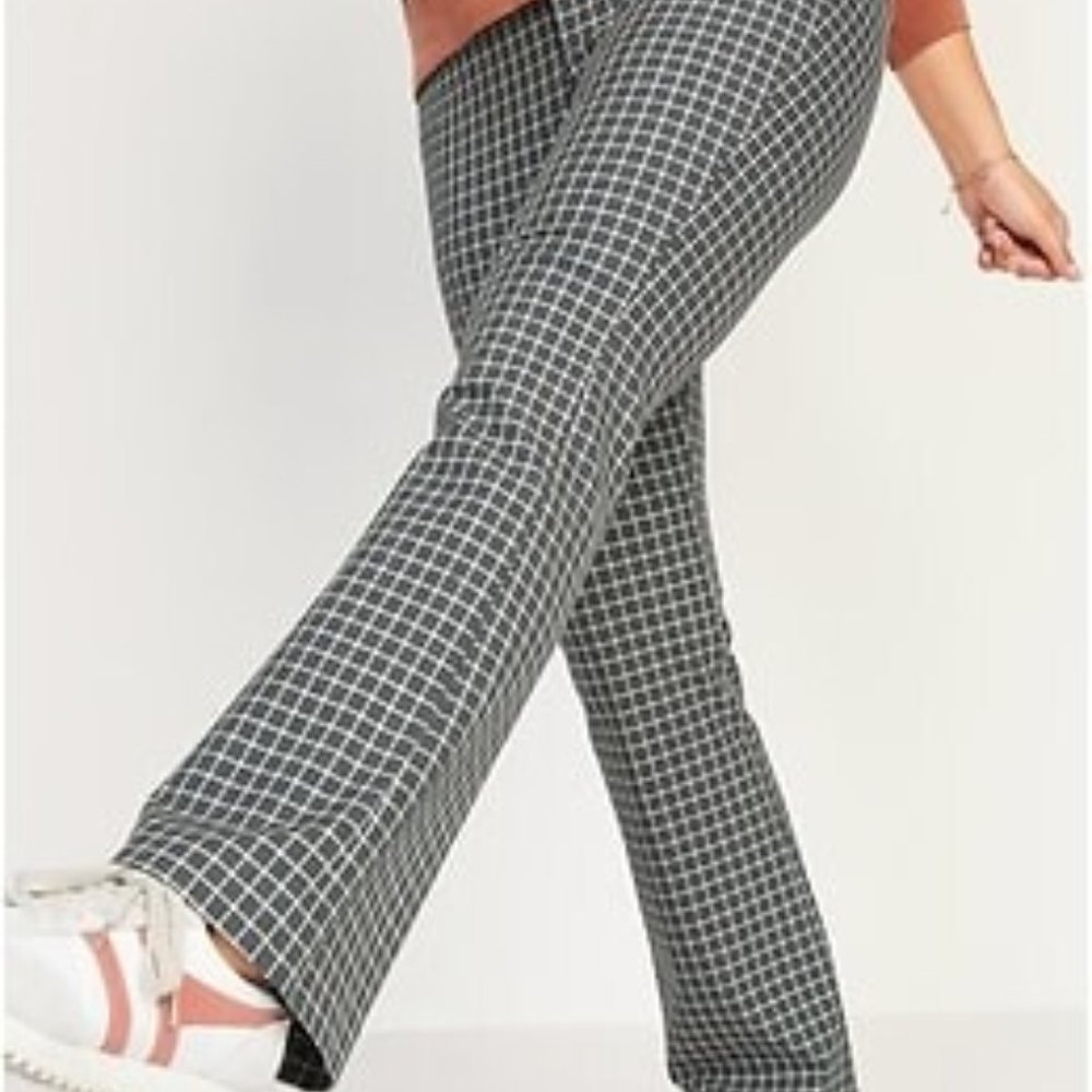Old Navy Pixie Flare Sz 20 Grey Windowpane plaid pants NWT